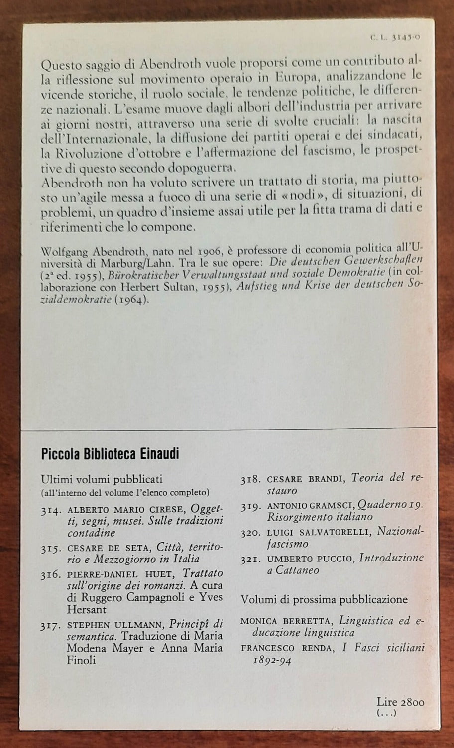 Storia sociale del movimento operaio europeo - Einaudi