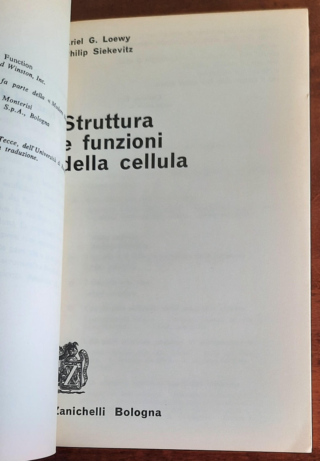 Struttura e funzioni della cellula - Zanichelli - 1967