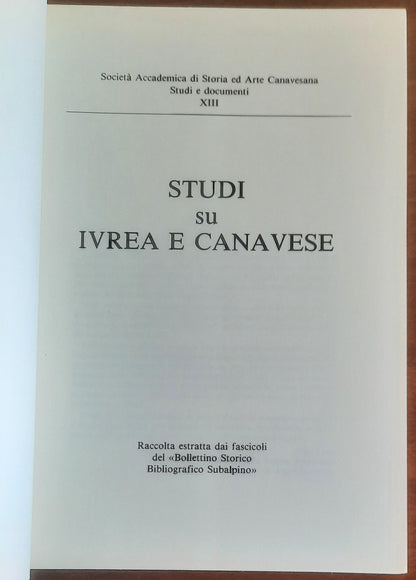 Studi su Ivrea e Canavese - Tipografia Ferraro - Storia ed Arte Canavesana