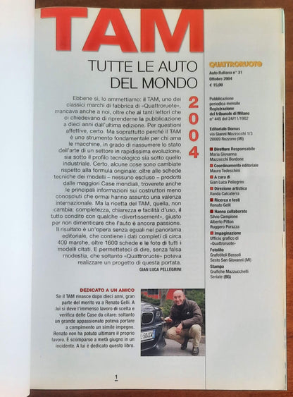 TAM Tutte le Auto del Mondo - Editoriale Domus - Quattroruote - 2004