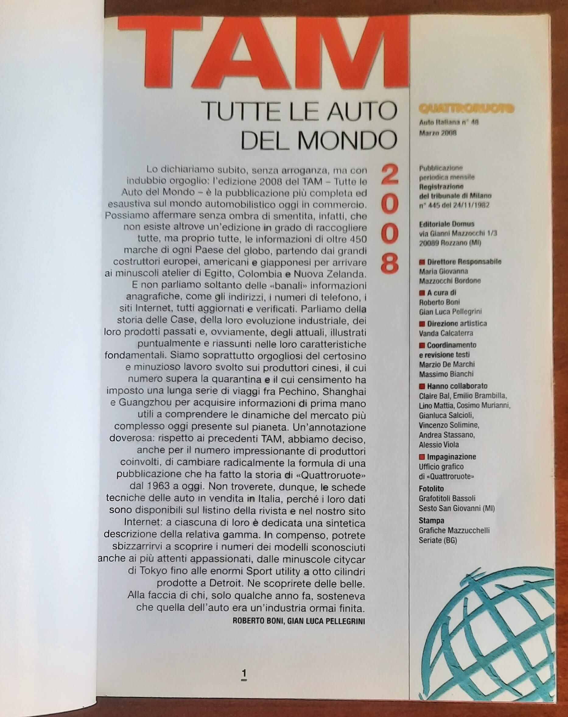 TAM Tutte Le Auto Del Mondo Editoriale Domus Quattroruote 2008 TAM Tutte Le Auto Del Mondo Editoriale Domus Quattroruote 2008
