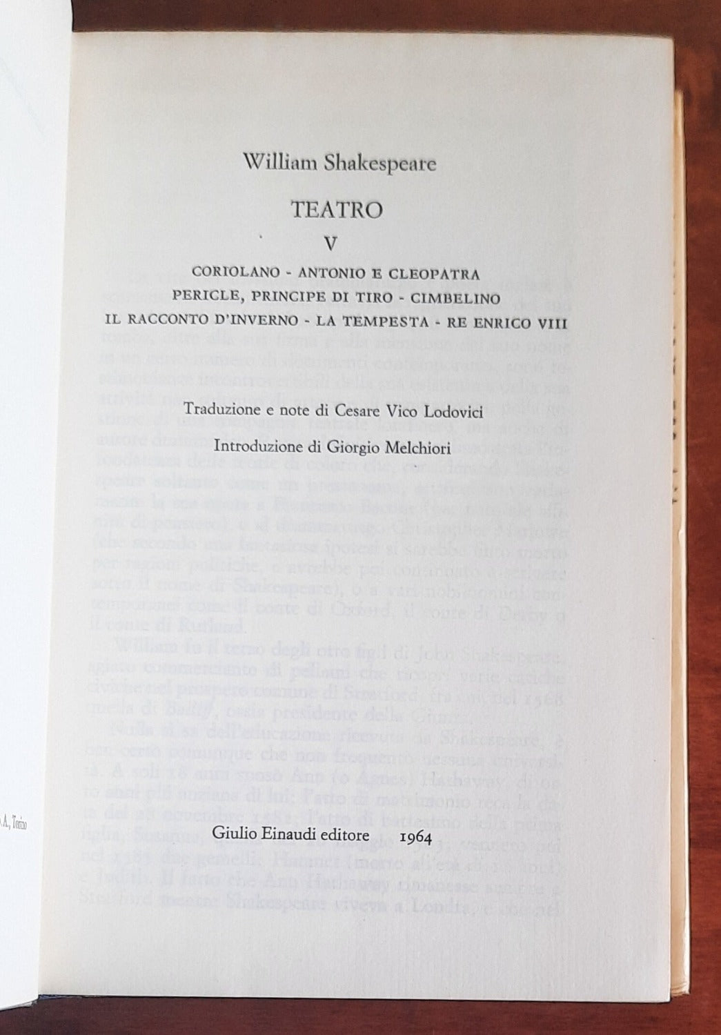 Teatro vol. 5 - di William Shakespeare - Libreria Biellese
