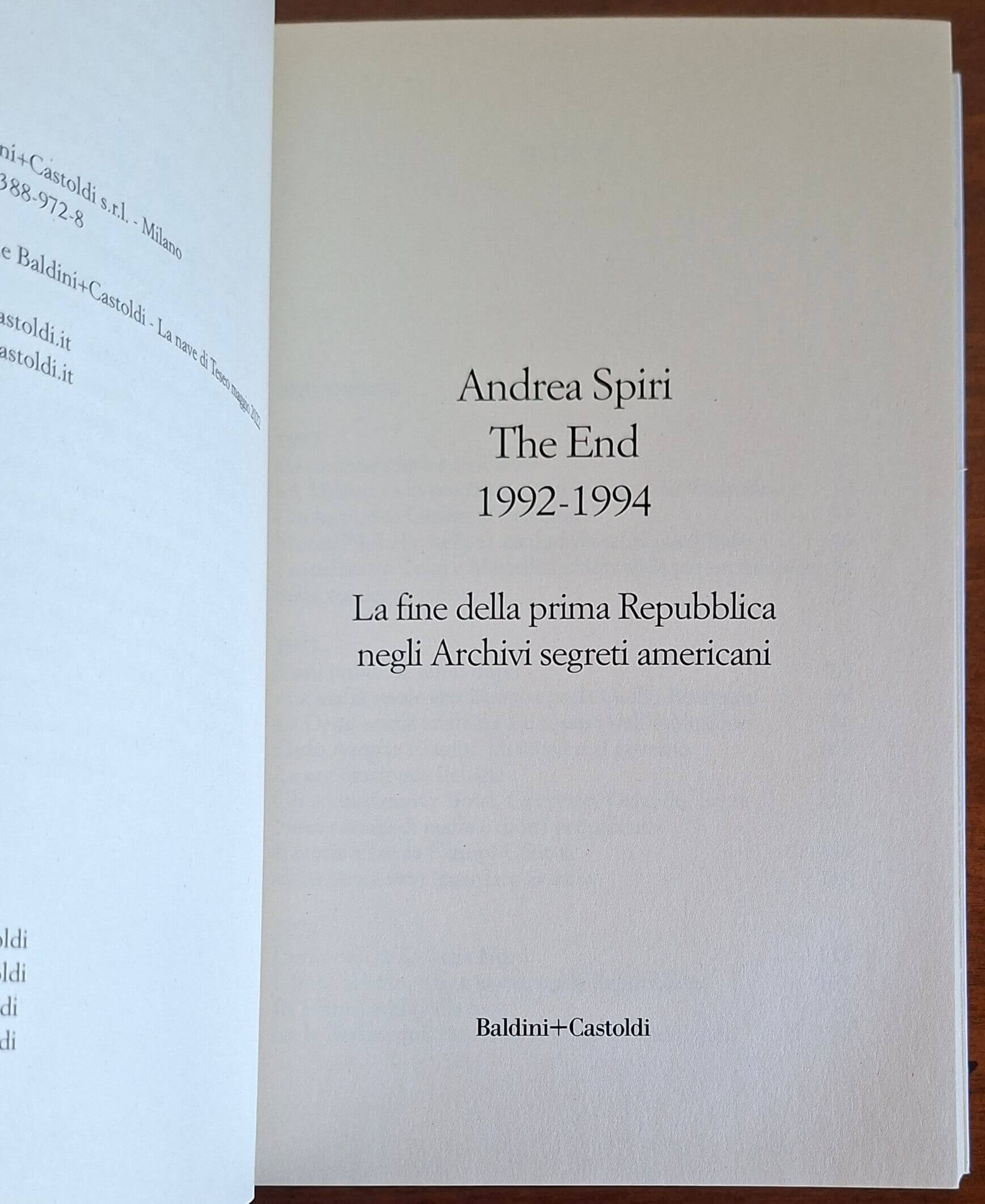 The End 1992-1994. La fine della prima Repubblica negli Archivi segreti americani