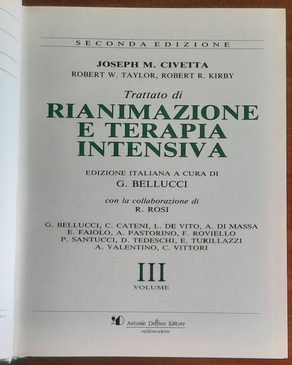 Trattato di Rianimazione e Terapia Intensiva - in 3 vol. - di Joseph M. Civetta