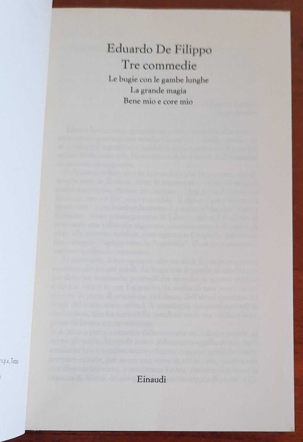 Tre commedie. Le bugie con le gambe lunghe. La grande magia. Bene mio e core mio - Libreria Biellese