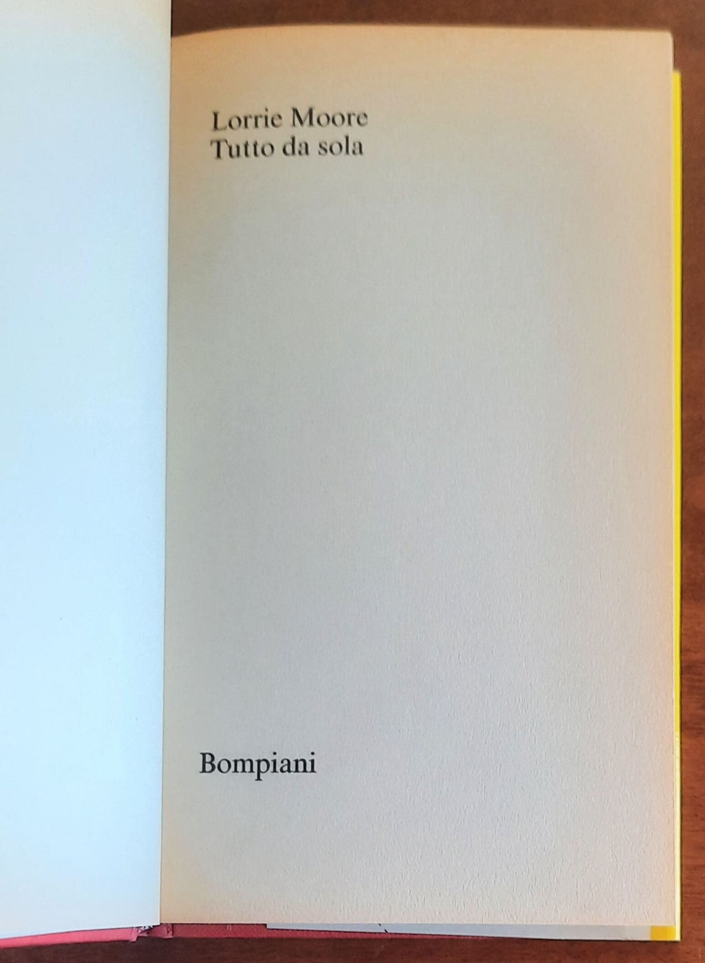 Tutto da sola - di Lorrie Moore - Bompiani