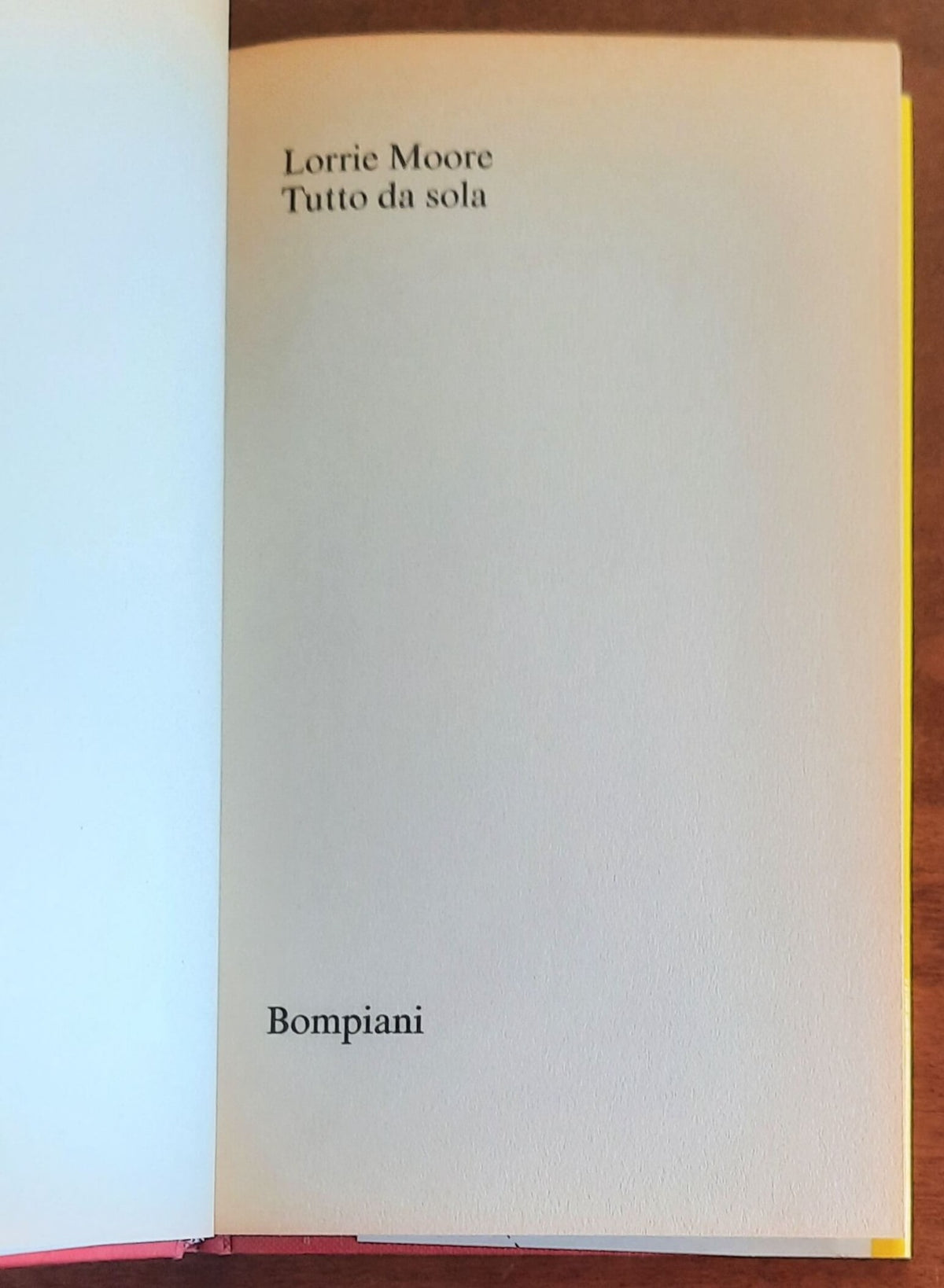Tutto da sola - di Lorrie Moore - Bompiani