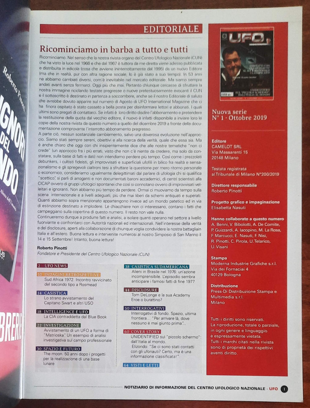 UFO - n. 01 ottobre 2019. Notiziario di informazione del Centro Ufologico Internazionale
