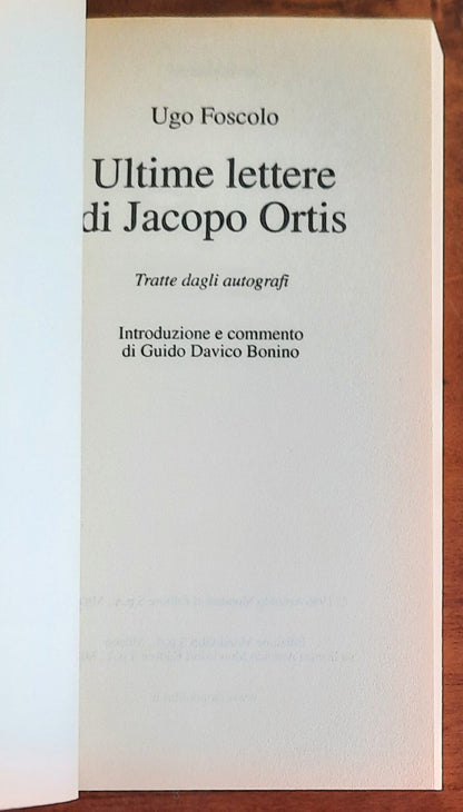 Ultime lettere di Jacopo Ortis