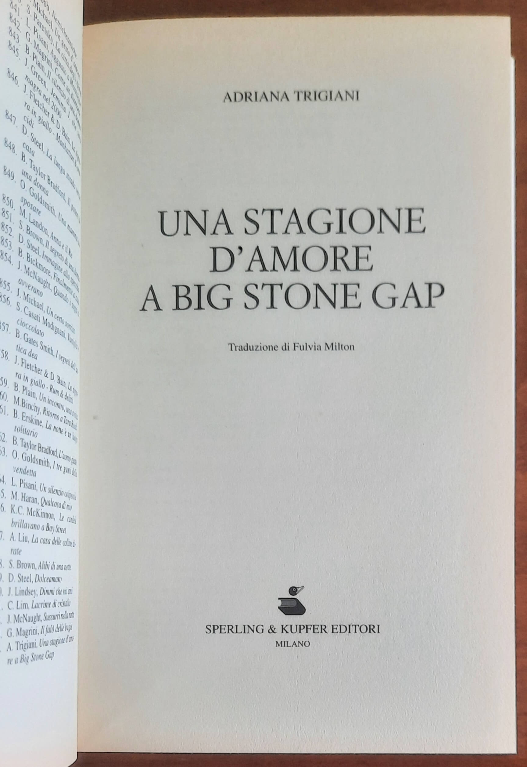 Una stagione d’amore a Big Stone Gap - di Adriana Trigiani - Sperling & Kupfer