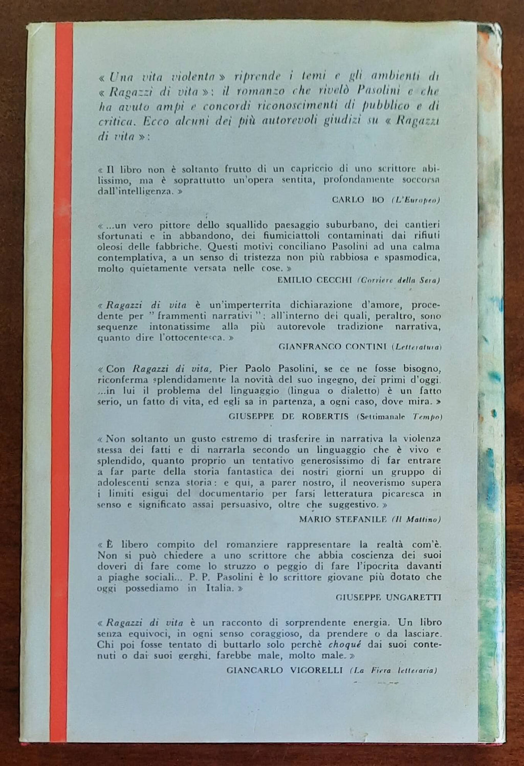 Una vita violenta - di Pier Paolo Pasolini - Garzanti