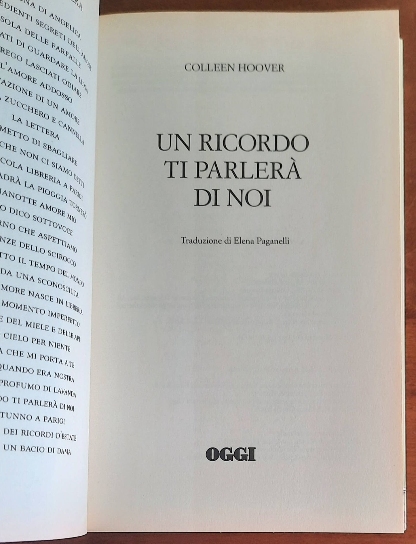 Un ricordo ti parlerà di noi - di Colleen Hoover - Oggi/Rcs Mediagroup