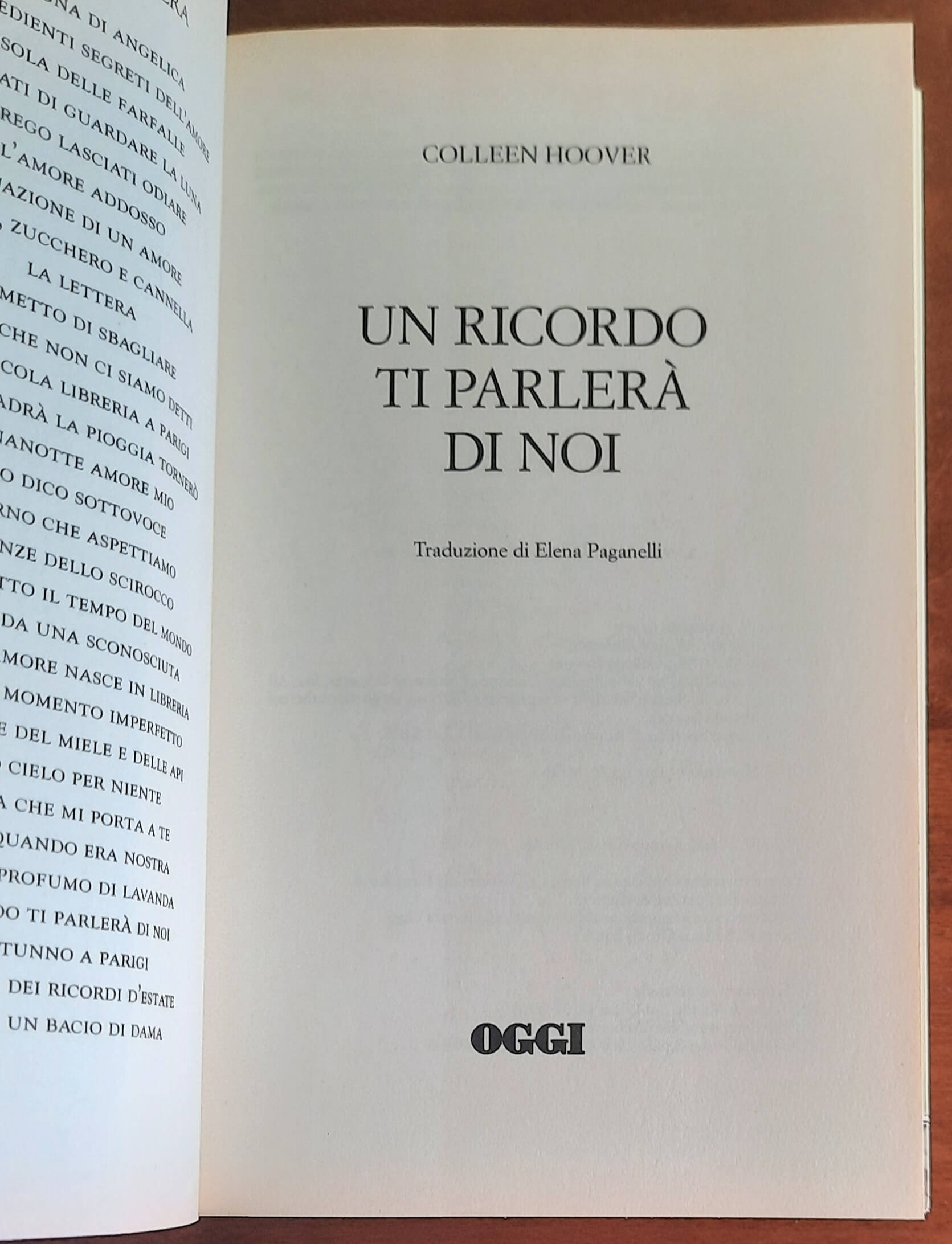 Un ricordo ti parlerà di noi - di Colleen Hoover - Oggi/Rcs Mediagroup