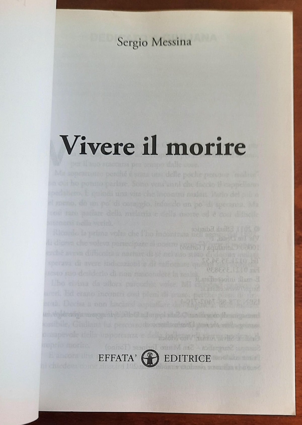 Vivere il morire - di Sergio Messina - Effata Editrice