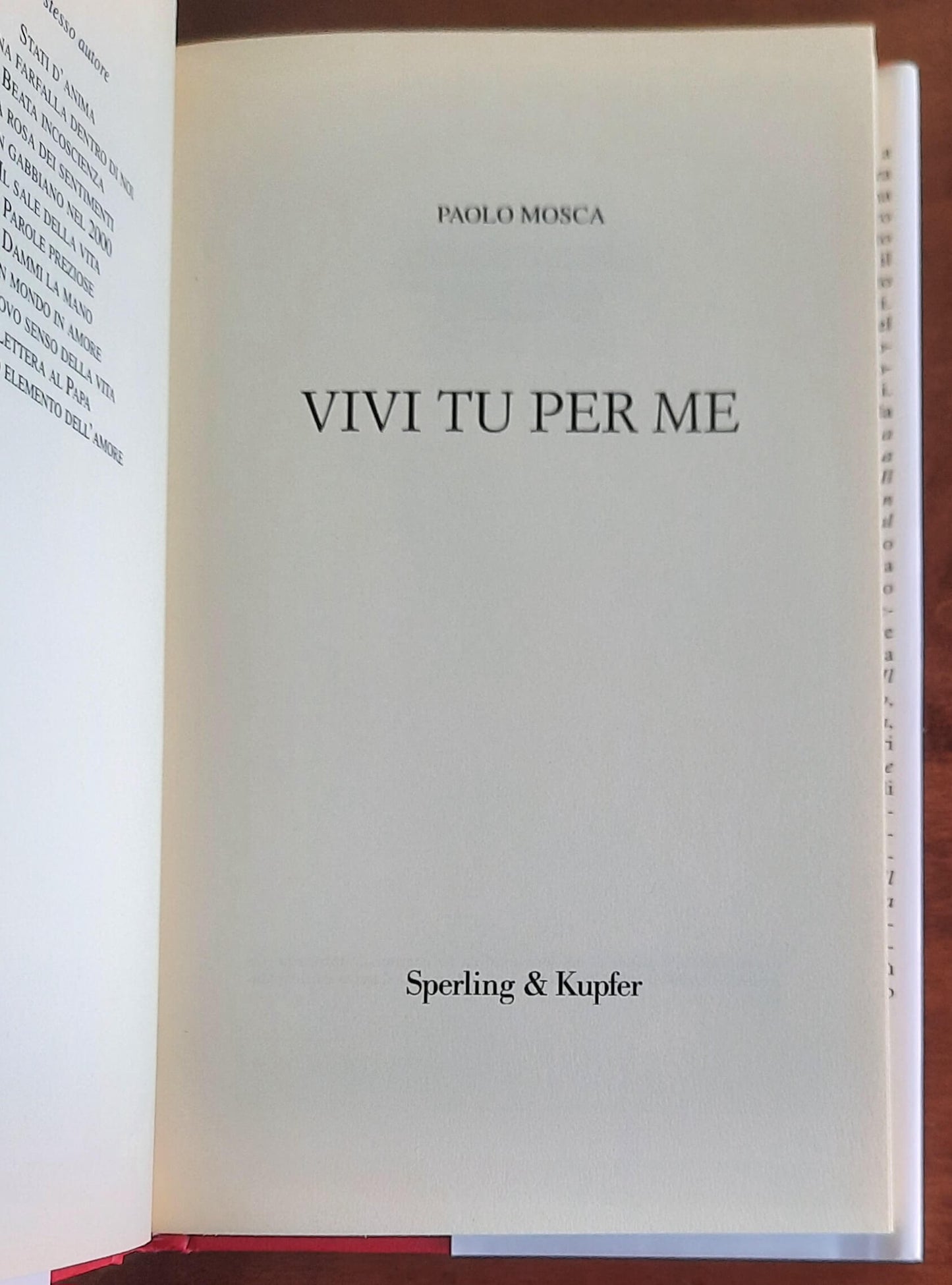 Vivi tu per me - di Paolo Mosca - Sperling & Kupfer