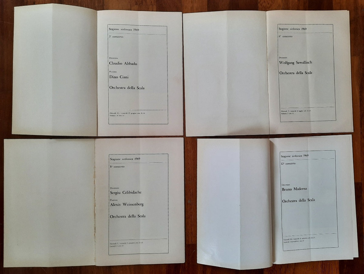 4 libretti Teatro alla Scala - Stagione Sinfonica 1969 - Libreria Biellese