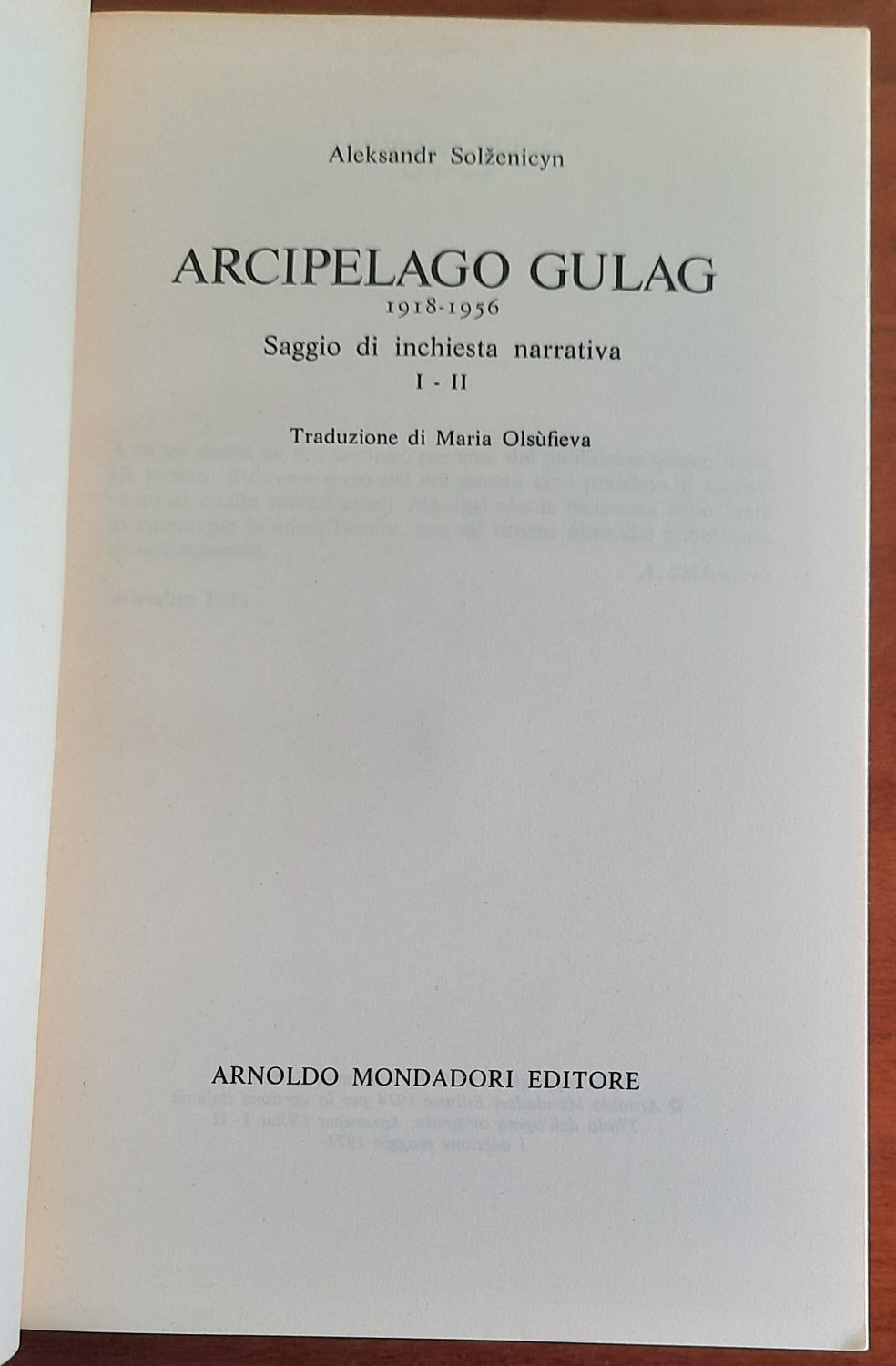 Arcipelago Gulag - Mondadori - 1974 - Libreria Biellese
