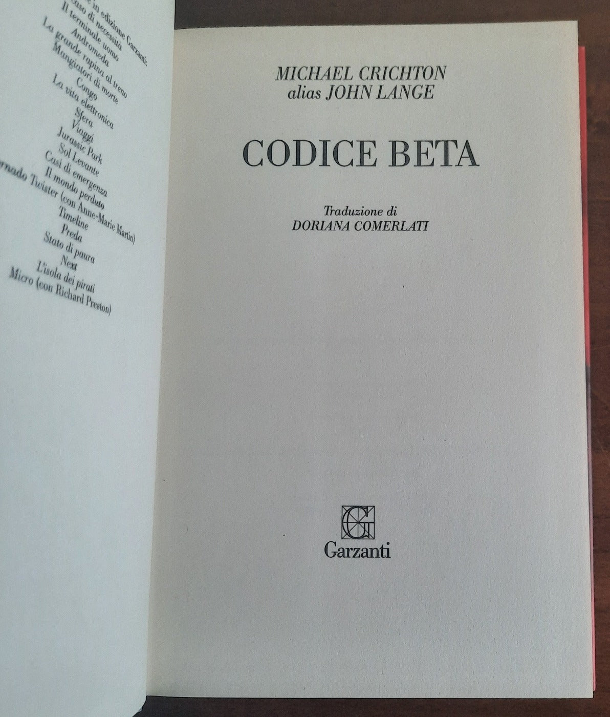 Codice Beta - Michael Crichton - Garzanti - Libreria Biellese