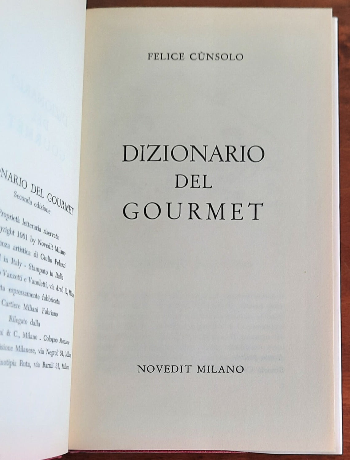 Dizionario del gourmet - Novedit Milano - 1961