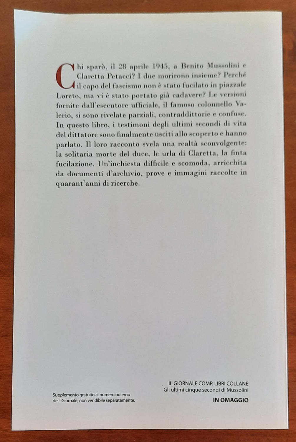 Gli ultimi cinque secondi di Mussolini. Un’inchiesta durata quarant’anni - Libreria Biellese