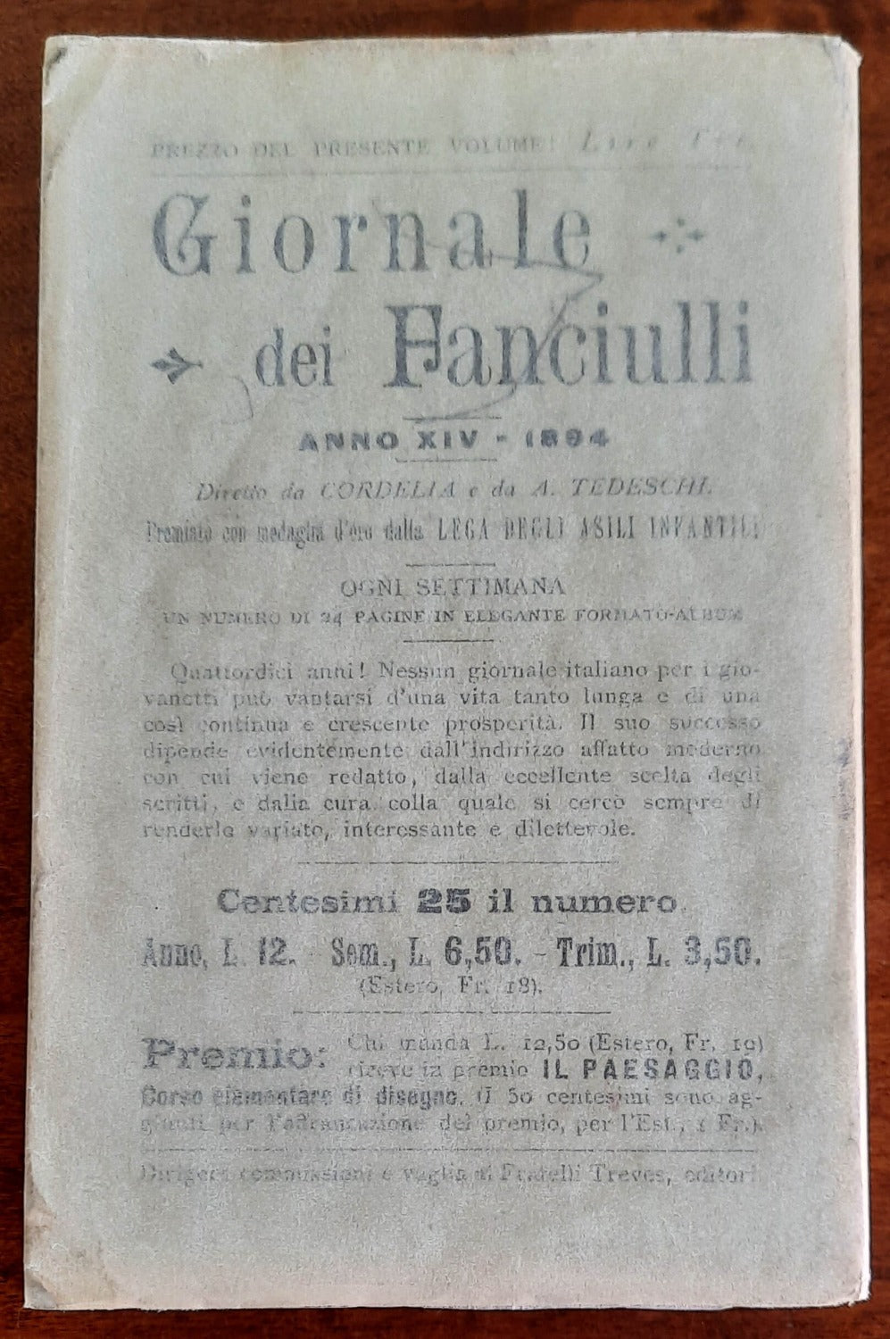 I nostri Figli - Fratelli Treves - 1894 - Libreria Biellese