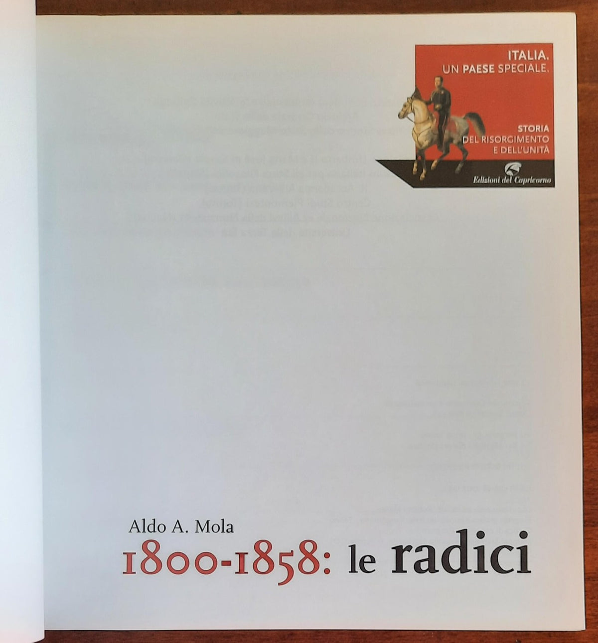 Italia, un paese speciale. 1800-1858: Le radici - Libreria Biellese