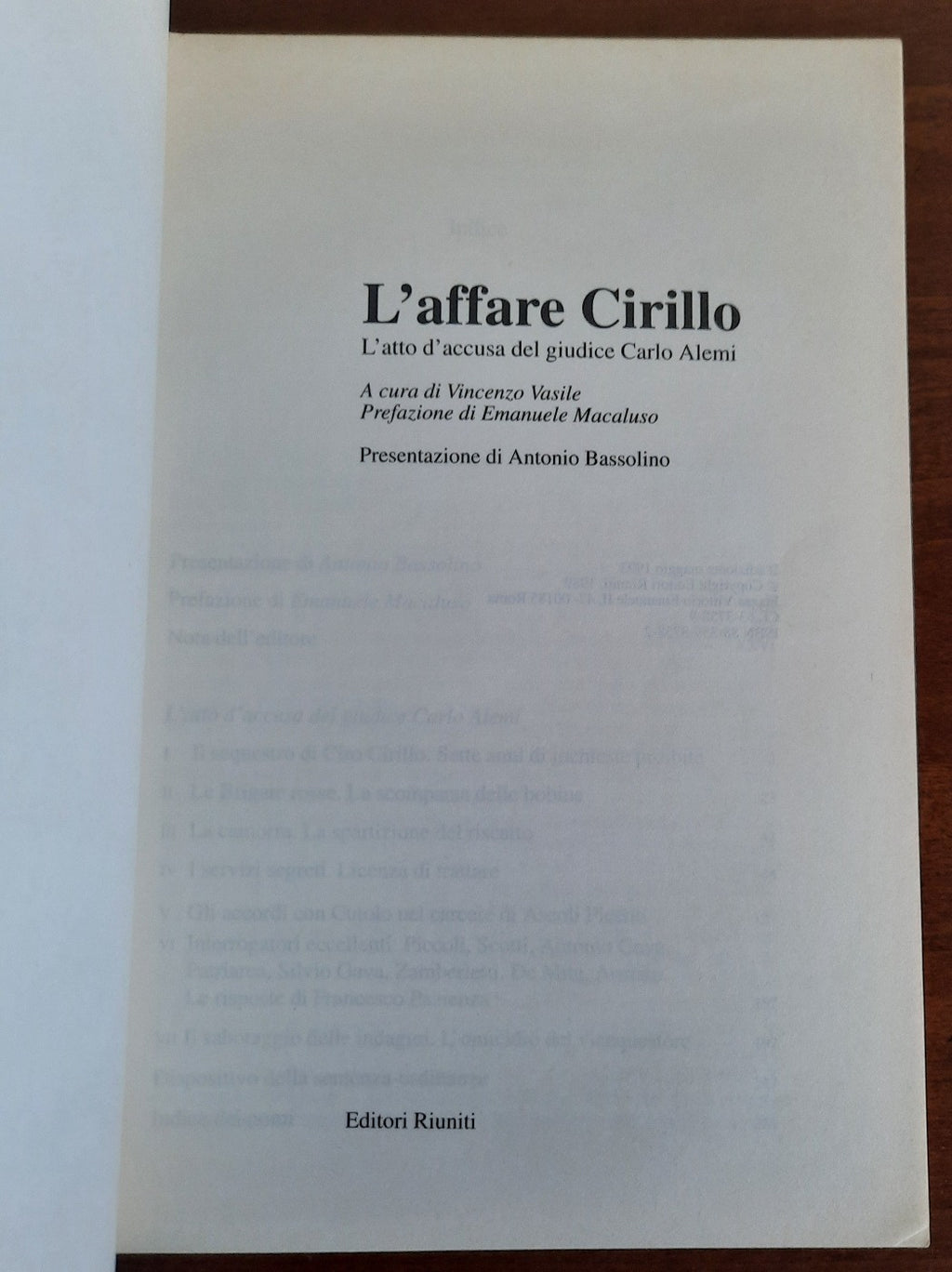 L’ affare Cirillo. L’atto d’accusa del giudice Carlo Alemi - Libreria Biellese