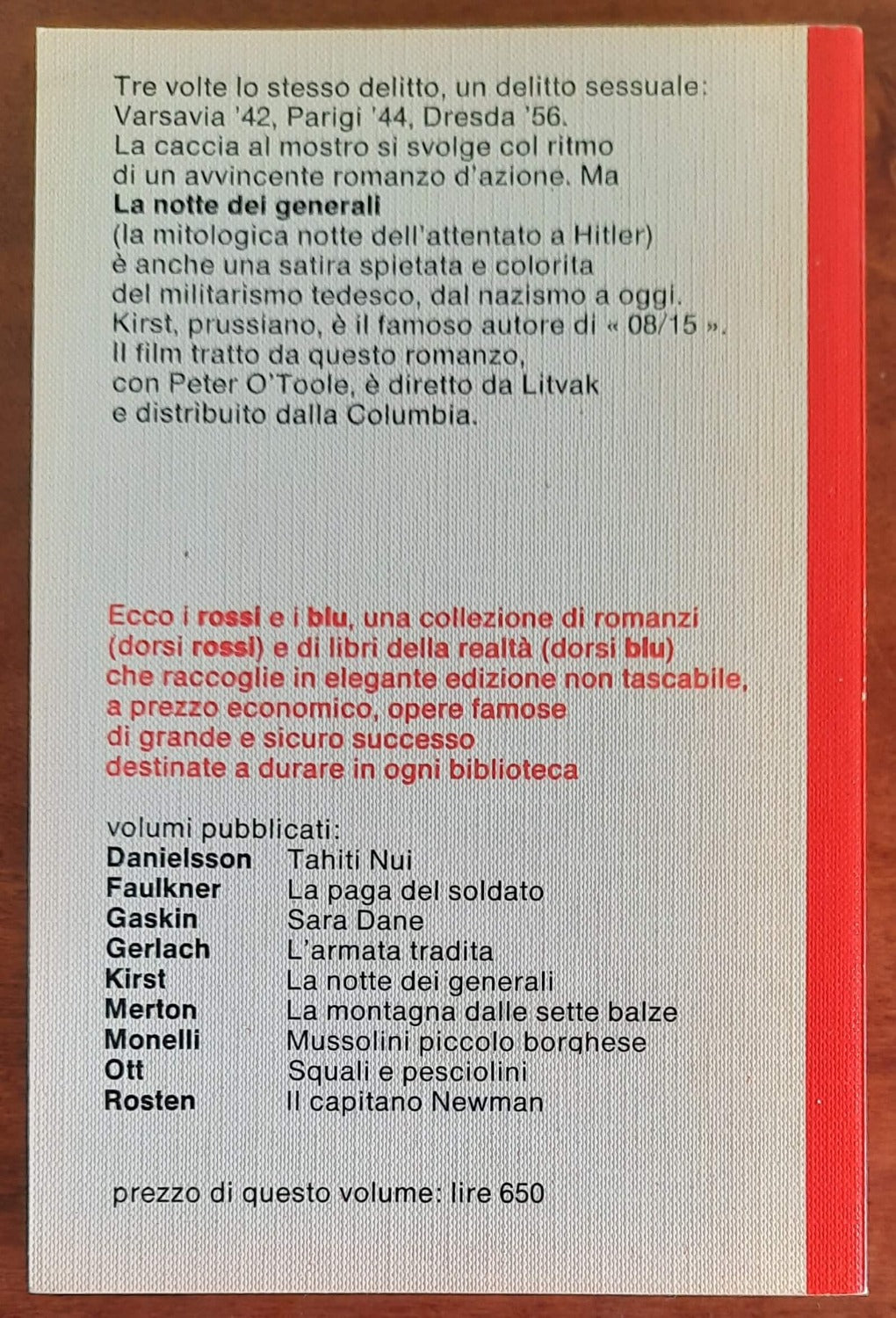 La notte dei generali - Garzanti - 1966 - Libreria Biellese