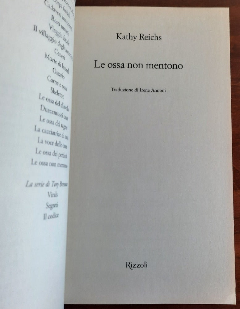 Le ossa non mentono - Rizzoli - 2015 - Libreria Biellese