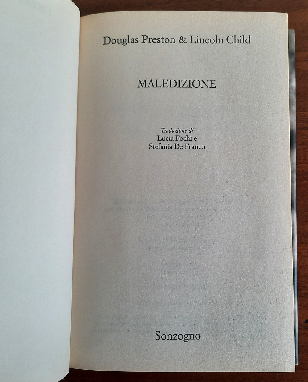 Maledizione - Sonzogno - Libreria Biellese