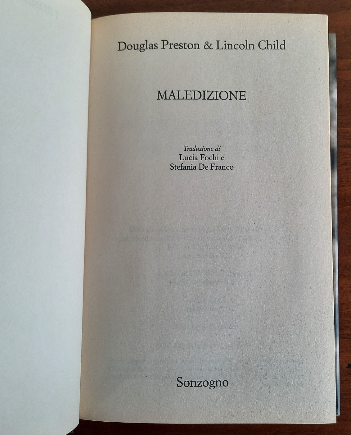 Maledizione - Sonzogno - Libreria Biellese