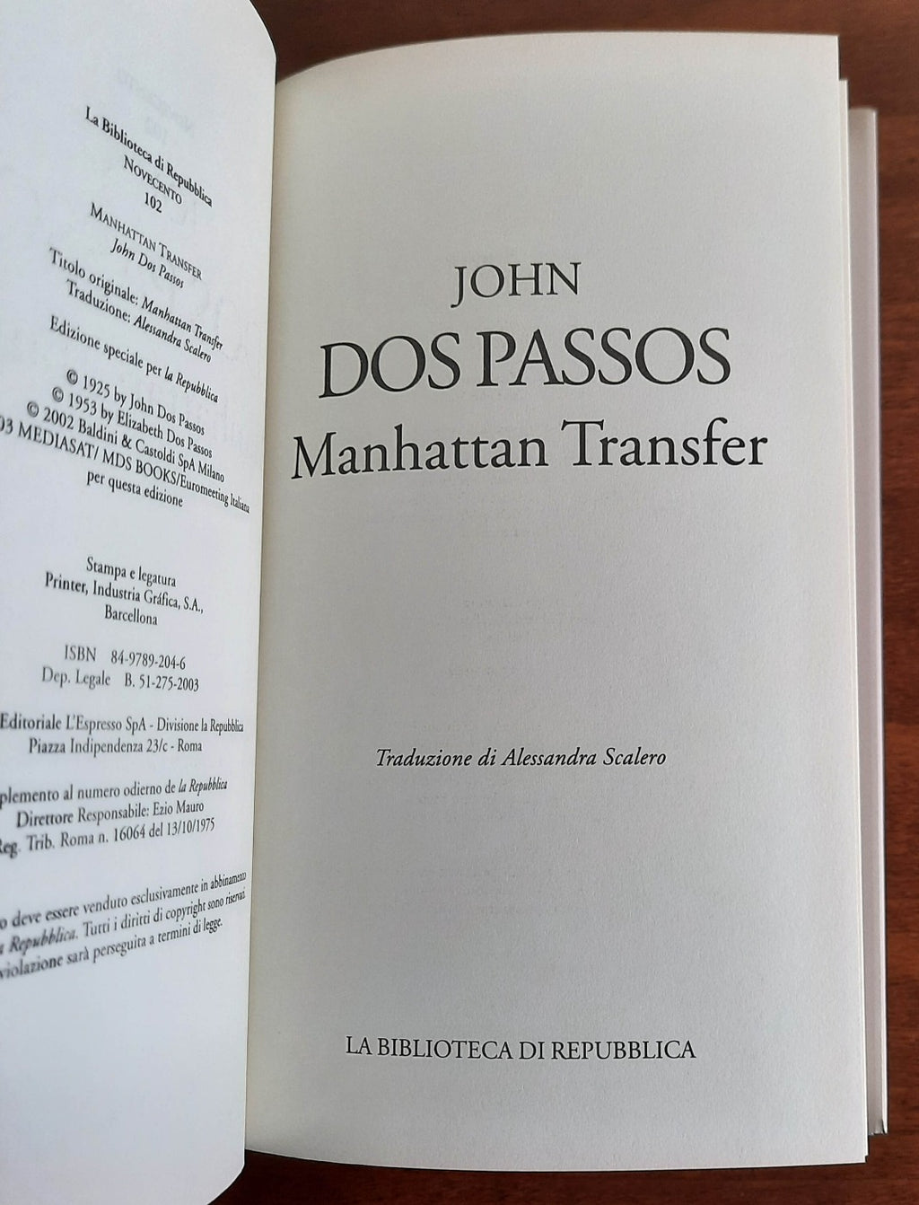 Manhattan Transfer - La Biblioteca Di Repubblica - 2003 - Libreria Biellese