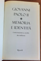 Memoria e identità. Conversazioni a cavallo dei millenni - Rizzoli - 2005 - Libreria Biellese