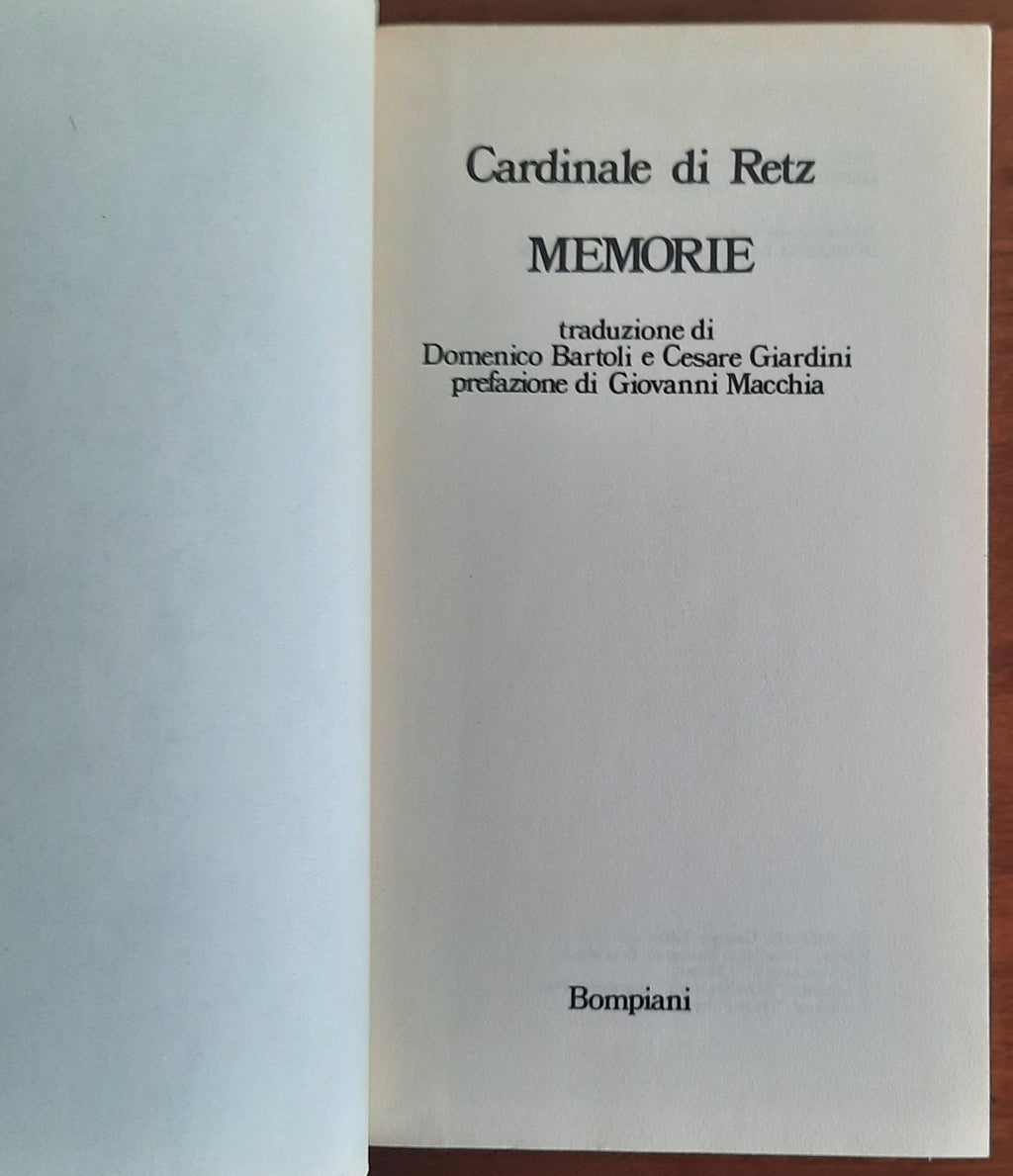 Memorie - Cardinale Del Retz - Libreria Biellese