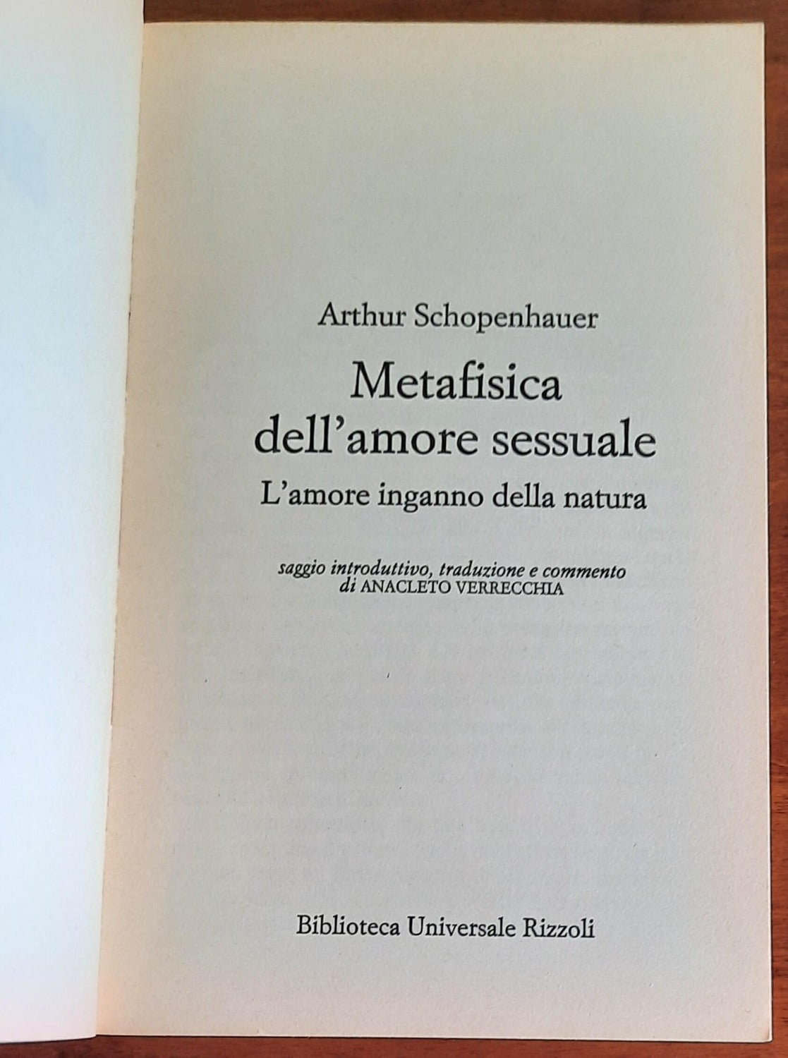 Metafisica dell’amore sessuale. L’amore inganno della natura - Libreria Biellese
