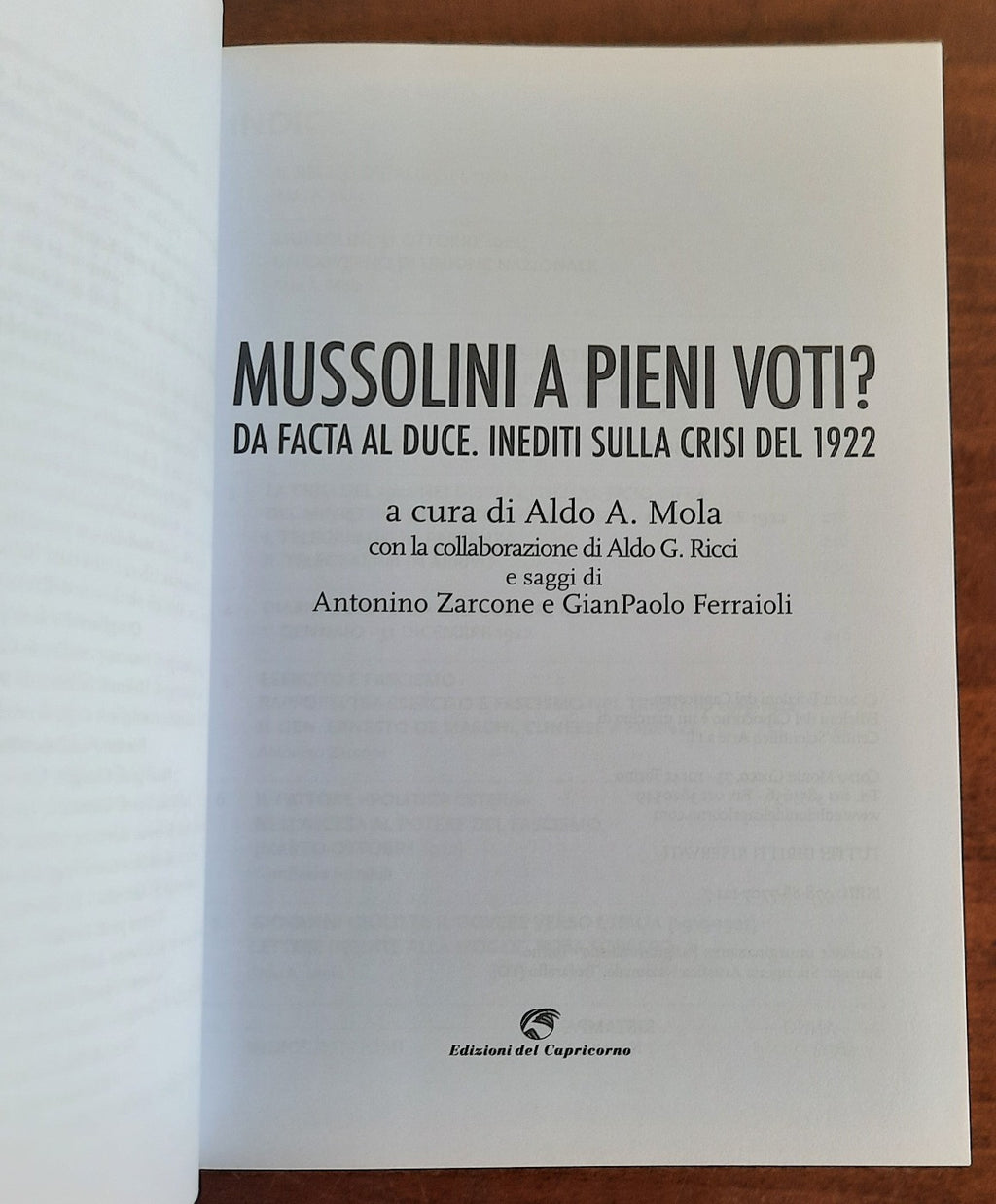 Mussolini a pieni voti? da Facta al Duce : inediti sulla crisi del 1922 - Libreria Biellese