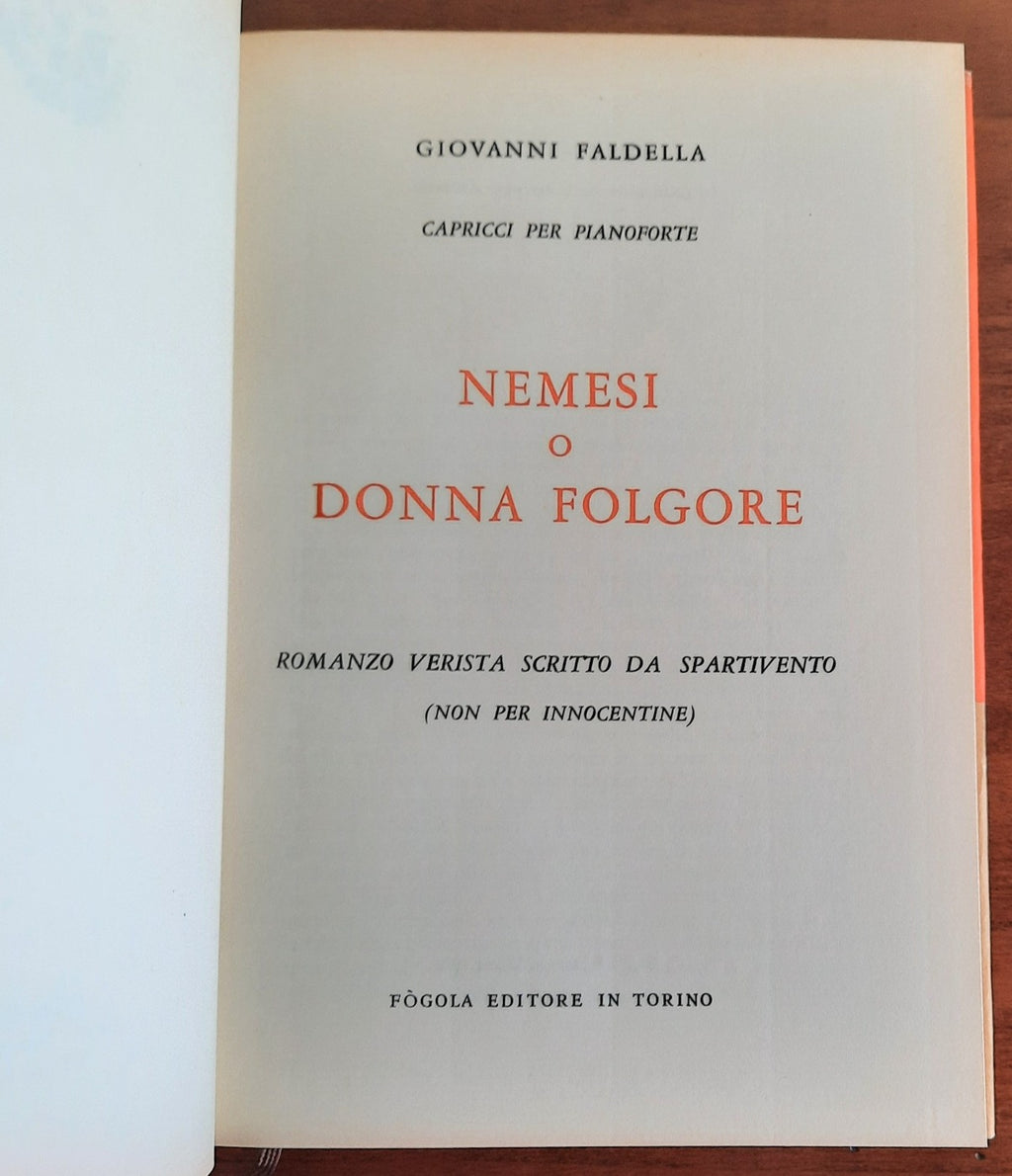 Nemesi o Donna Folgore. Romanzo verista scritto da Spartivento ( non per innocentine) - Libreria Biellese