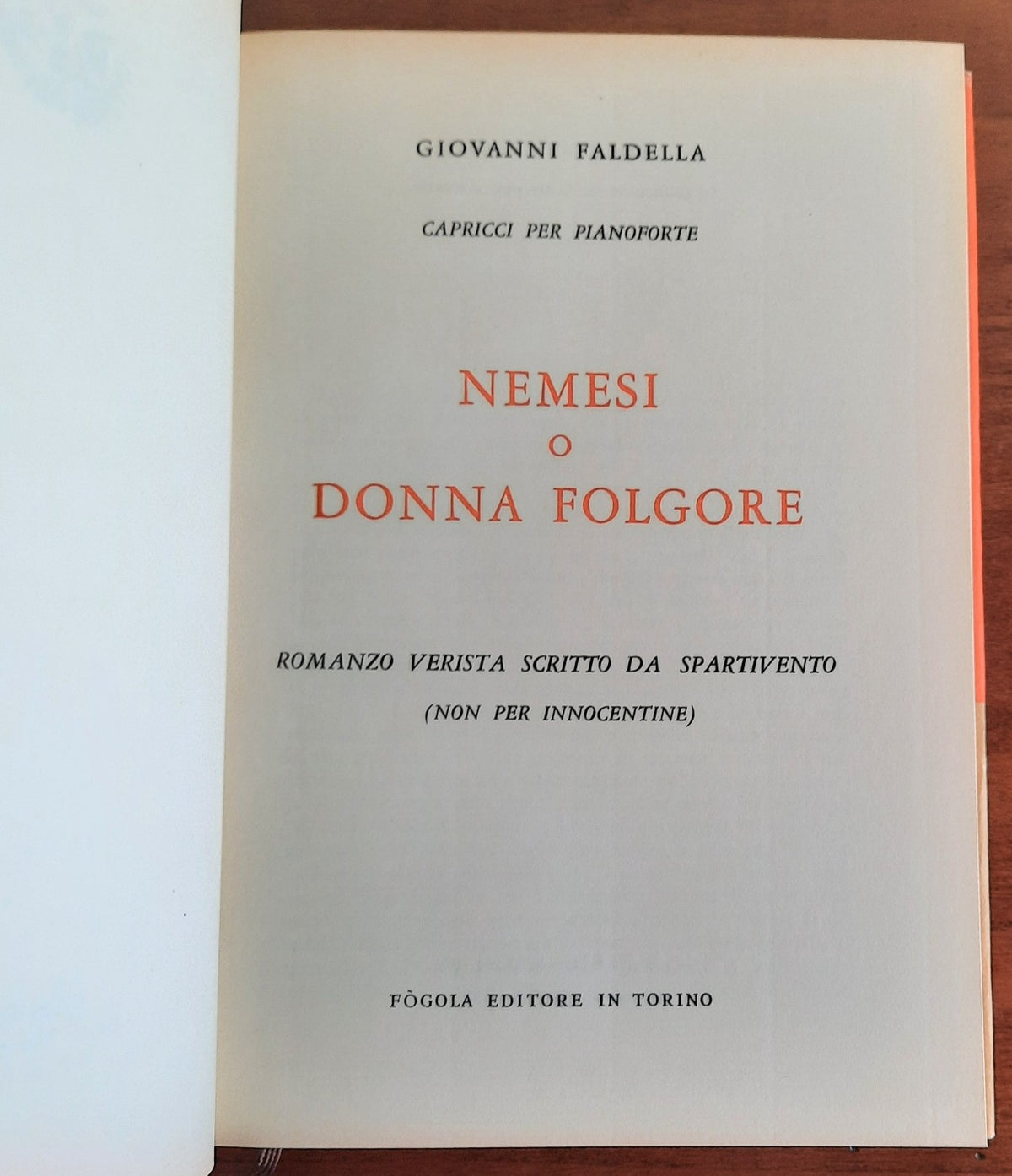 Nemesi o Donna Folgore. Romanzo verista scritto da Spartivento ( non per innocentine) - Libreria Biellese