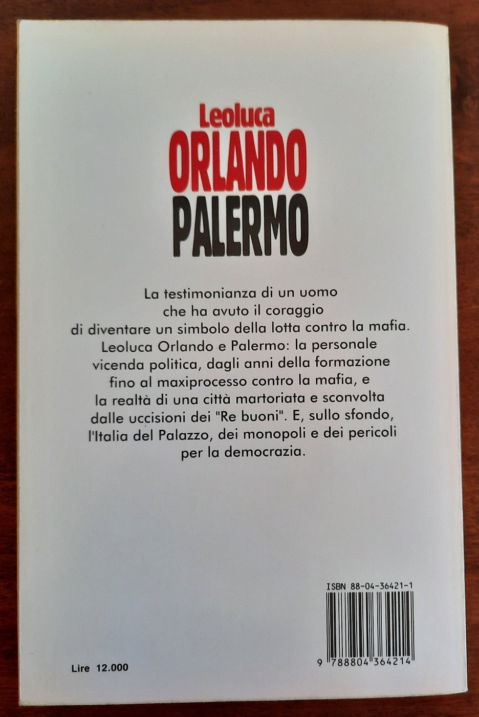 Palermo - Leoluca Orlando - Mondadori - Libreria Biellese