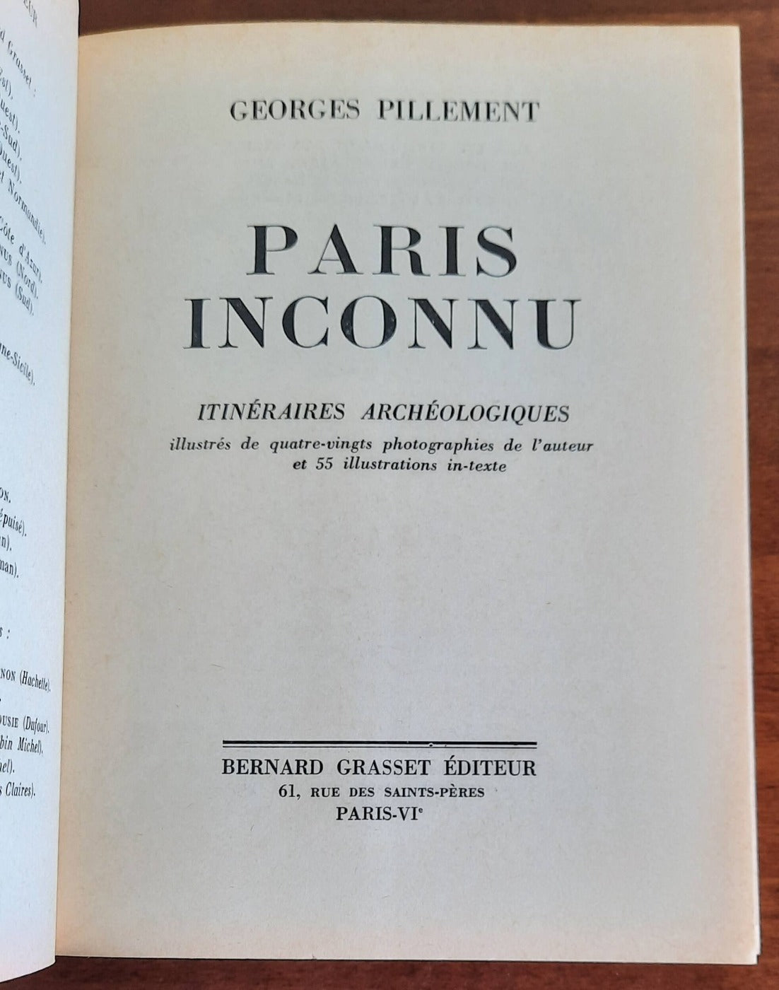 Paris inconnu. Itineraires archeologiques e historiques