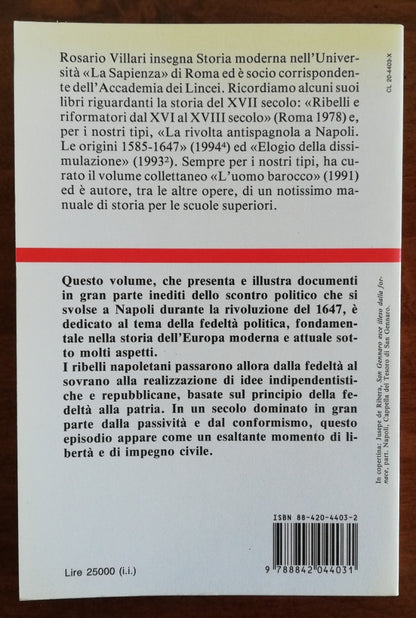 Per il re o per la patria: la fedeltà nel Seicento