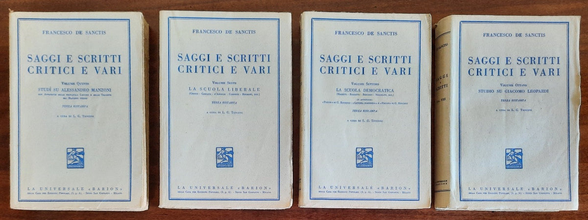 Saggi e scritti critici e vari - 8 vol. - Francesco De Santis - Libreria Biellese