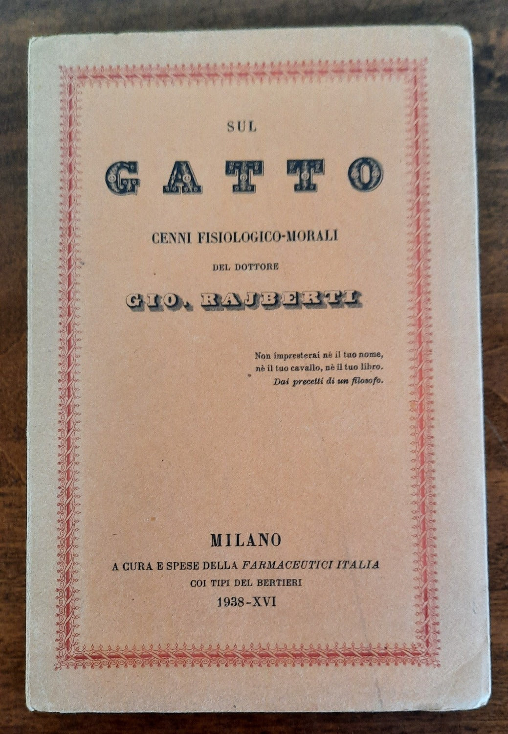 Sul gatto. Cenni fisiologico-morali - Libreria Biellese