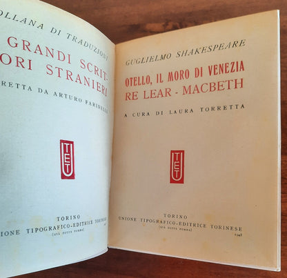 Teatro. Otello, Il Moro di Venezia, Re Lear, Macbeth