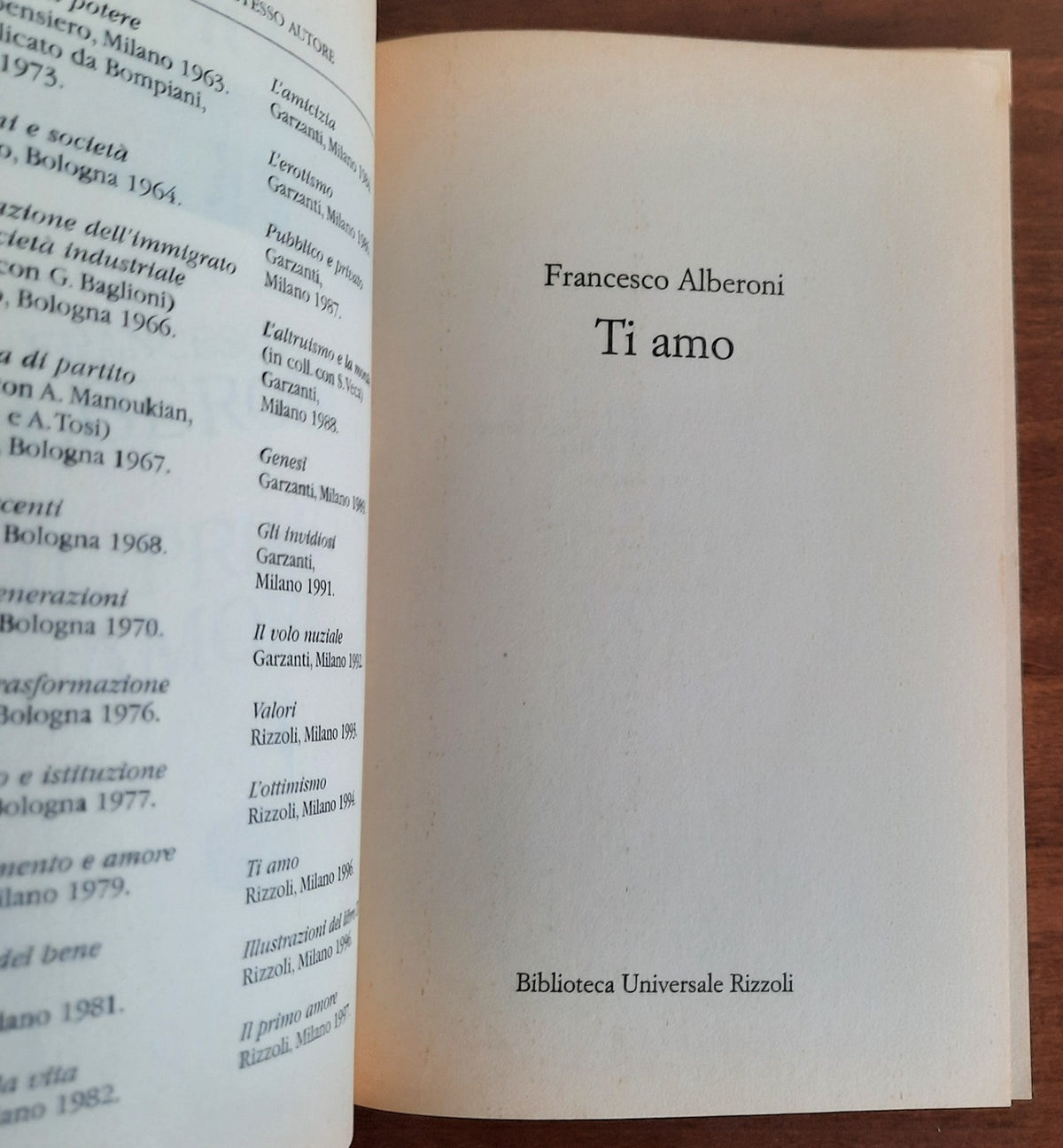 Ti amo - Francesco Alberoni - Libreria Biellese